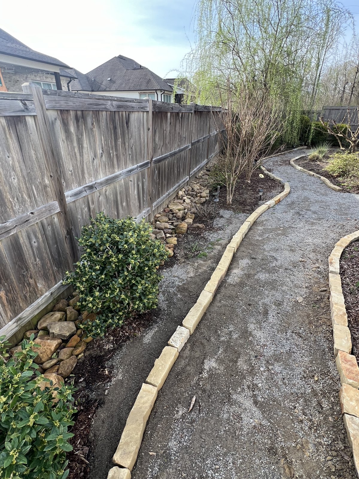 Five years later: stone-edged walkway