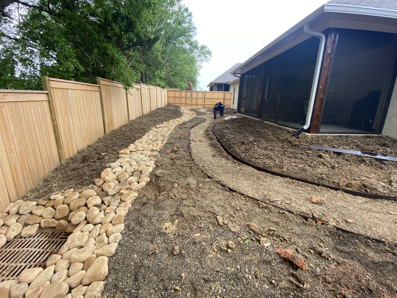 Progress: defining the walkway and beds