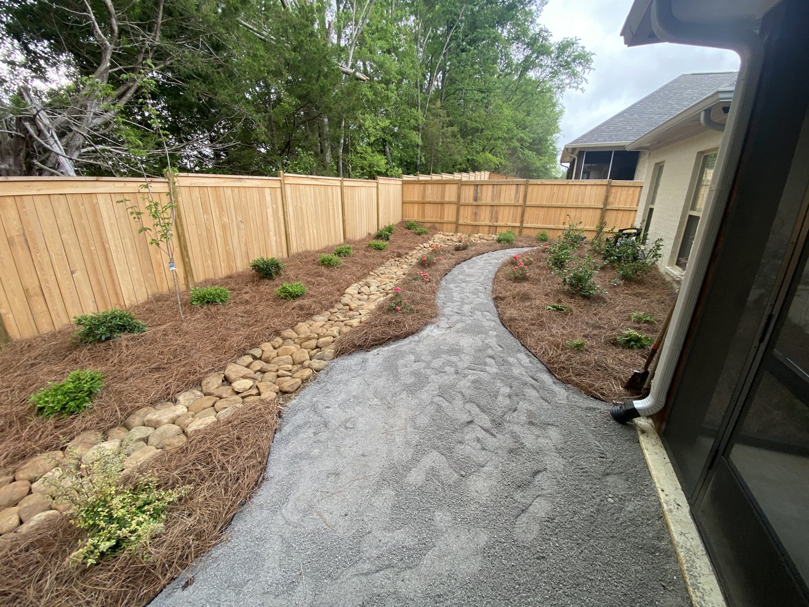 Finished crushed-stone walkway