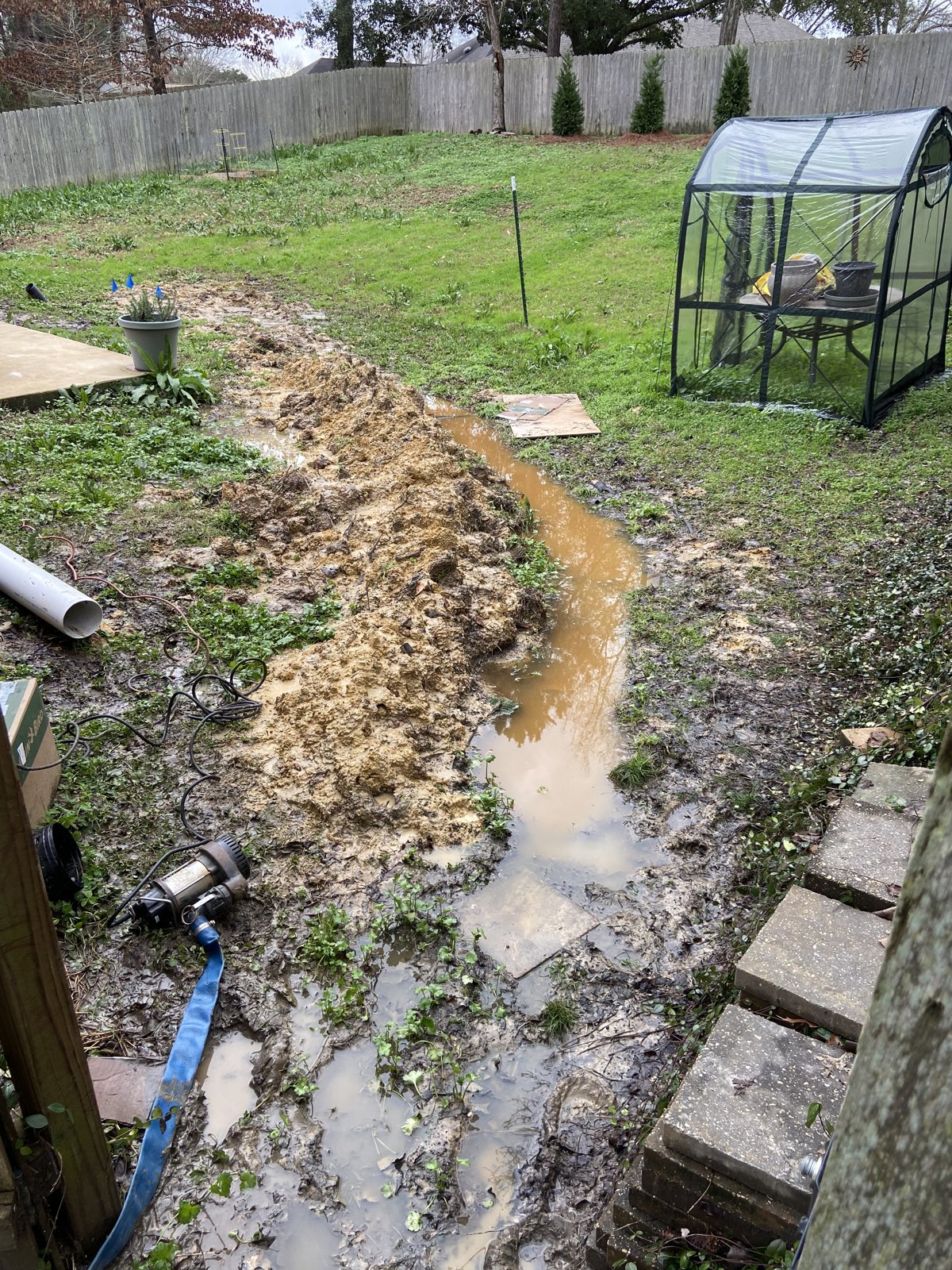 Standing water and trench excavation