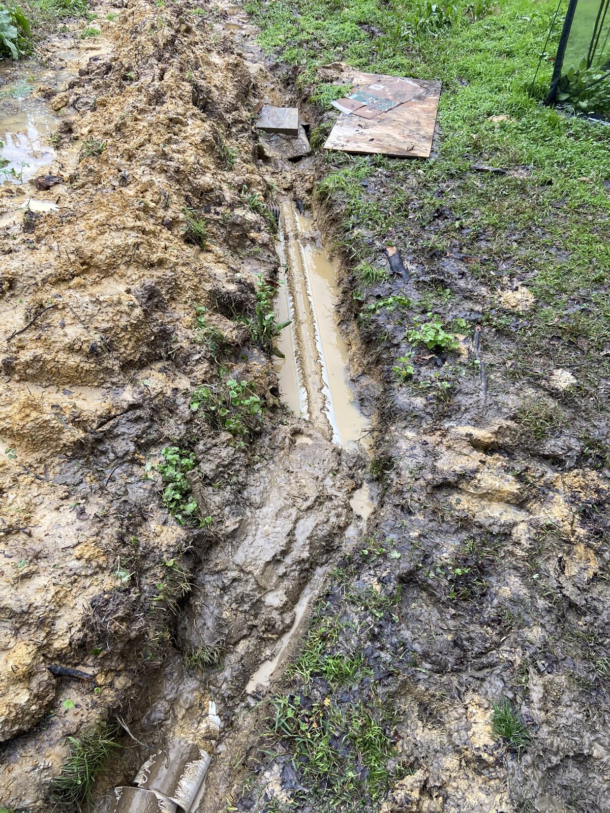 Drainage trench in progress